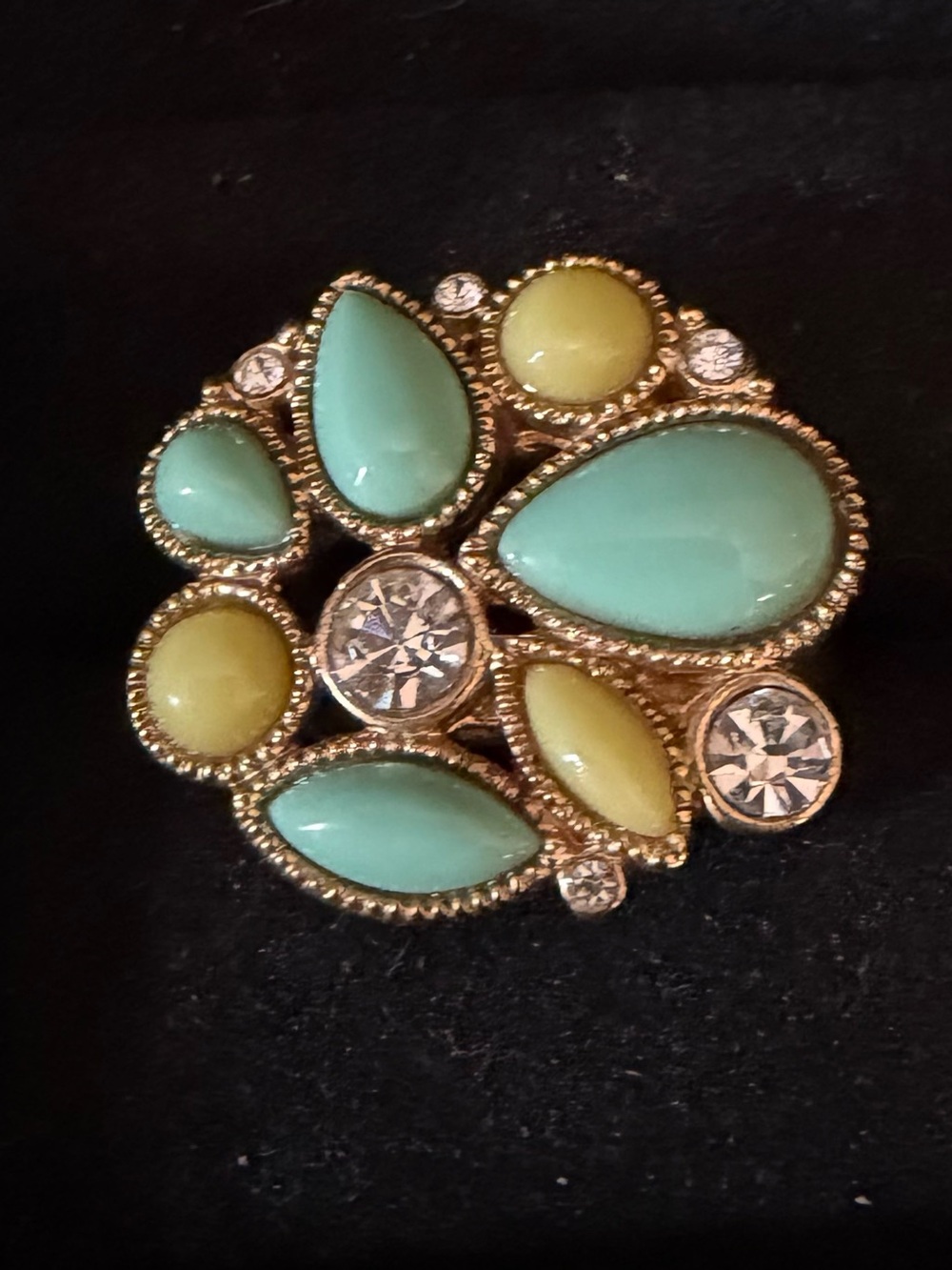 Vintage RHINESTONE Cluster BANANA REPUBLIC Cocktail RING Sz 7